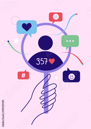 Profil sur les réseaux sociaux. Illustration vectorielle sur l'ère du numérique.