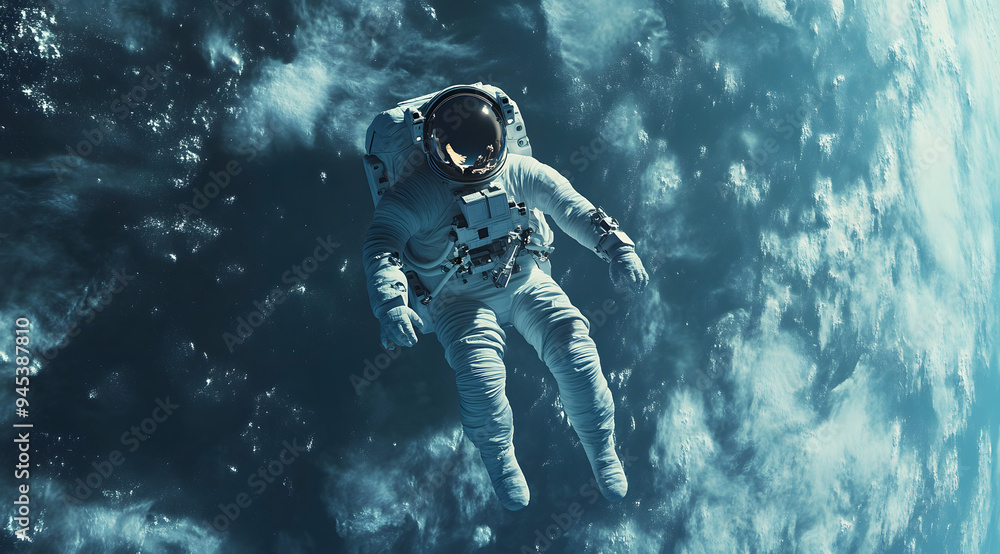 Realistic Animation of an Astronaut Floating in Space, Capturing the Sense of Weightlessness and the Expansive Beauty of the Cosmos, Ideal for Illustrating Themes of Space Exploration, Astronaut Exper Realistic Animation of an Astronaut Floating in Space, Capturing the Sense of Weightlessness and the Expansive Beauty of the Cosmos, Ideal for Illustrating Themes of Space Exploration, Astronaut Exper