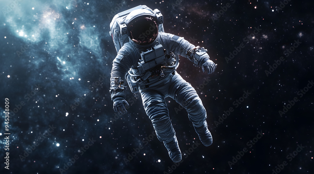 Realistic Animation of an Astronaut Floating in Space, Capturing the Sense of Weightlessness and the Expansive Beauty of the Cosmos, Ideal for Illustrating Themes of Space Exploration, Astronaut Exper Realistic Animation of an Astronaut Floating in Space, Capturing the Sense of Weightlessness and the Expansive Beauty of the Cosmos, Ideal for Illustrating Themes of Space Exploration, Astronaut Exper