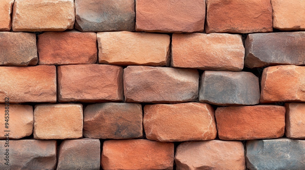 Fototapeta premium Stone Wall Texture Rustic Red and Gray Block Pattern