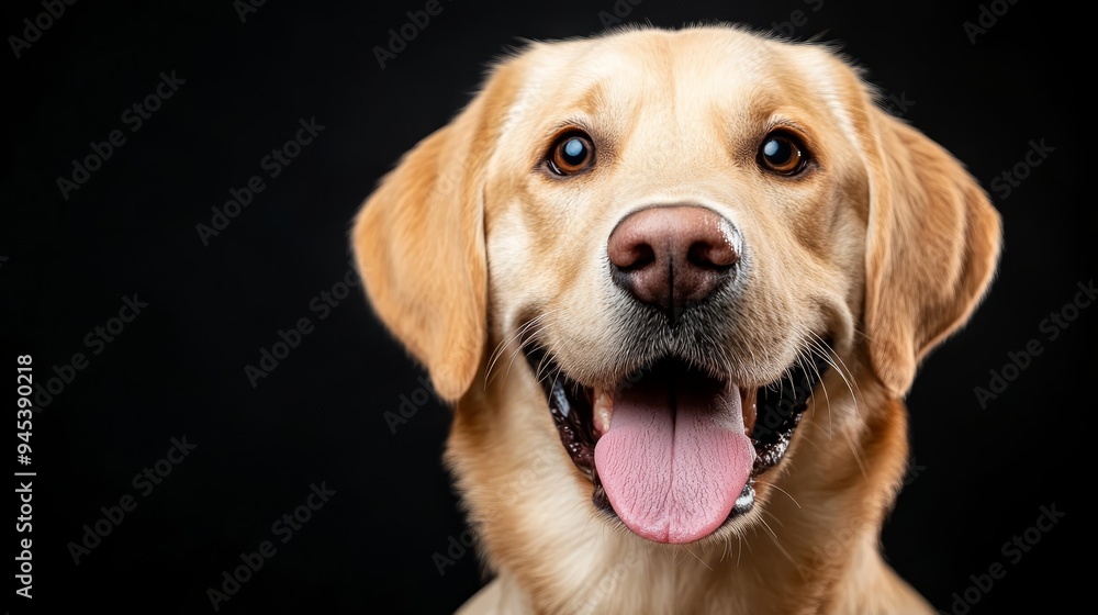 Happy Golden Retriever Dog Portrait Closeup with Tongue Out Happy Golden Retriever Dog Portrait Closeup with Tongue Out