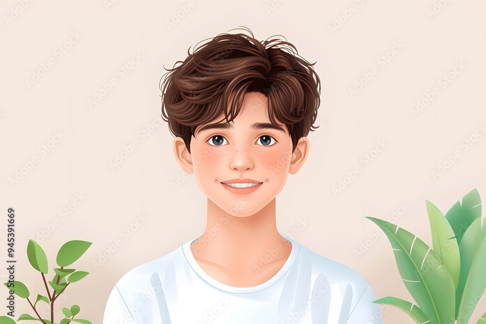 Bob with side part, minimalistic style, flat design, soft pastel, isolated on white background Bob with side part, minimalistic style, flat design, soft pastel, isolated on white background