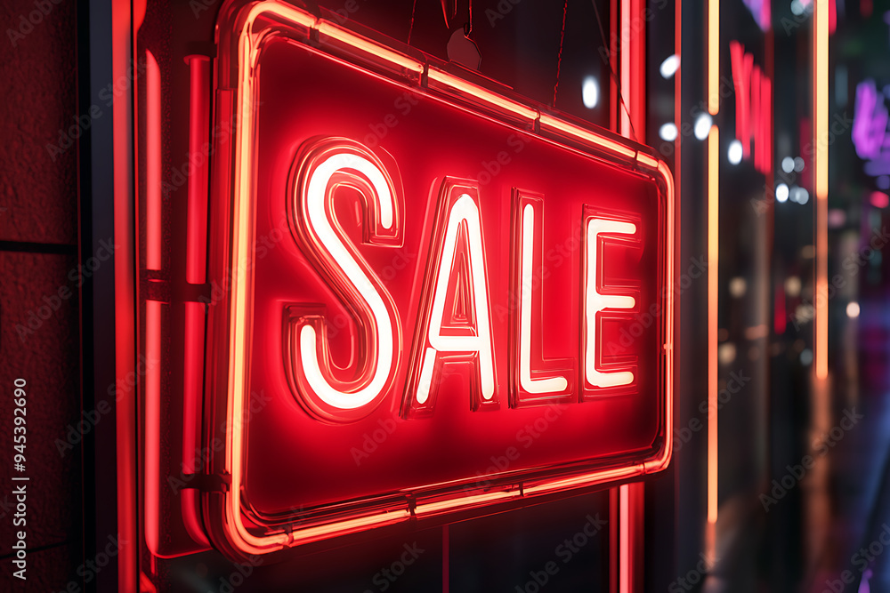 custom made wallpaper toronto digitalA banner featuring the word "Sale" isolated and illuminated in red neon