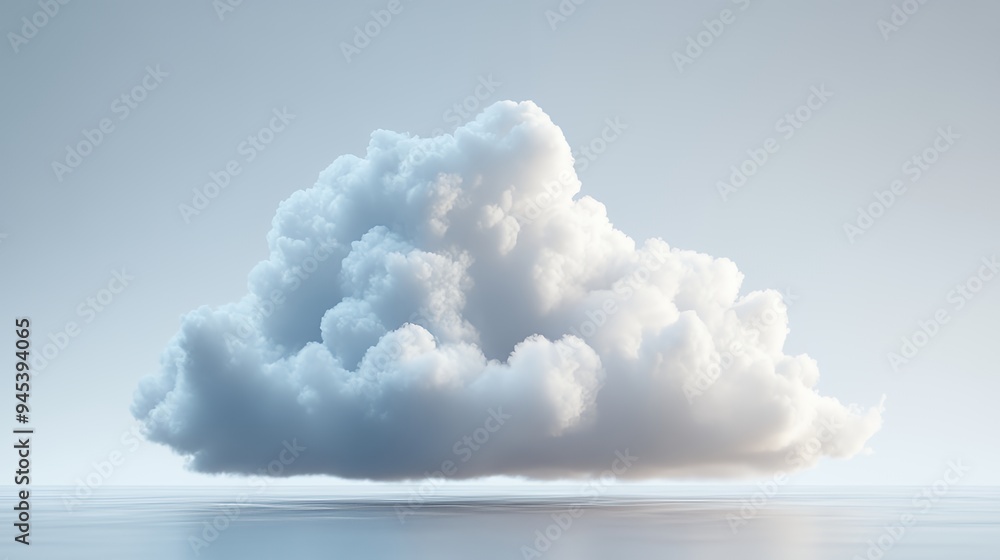 A fluffy white cloud floating against a soft, light blue background. A fluffy white cloud floating against a soft, light blue background.