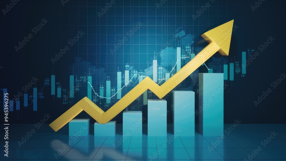 Rising Stock Market Concept with Upward Graph Arrow Illustration Rising Stock Market Concept with Upward Graph Arrow Illustration