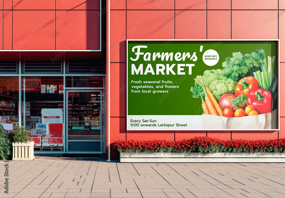 Supermarket Ad Billboard Sign Mockup With Generative AI Stock Template ...