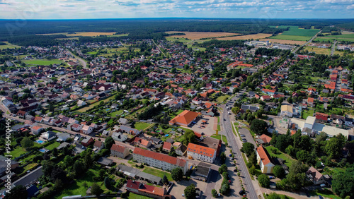 Aerial view of the city Colbitz in Germany on a sunny afternoon photo