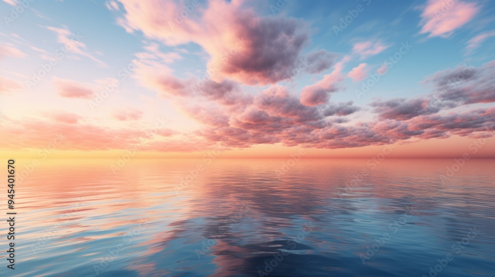 A cotton candy sunrise at the beach. Beautiful pink clouds over the ocean. Neural network ai generated art A cotton candy sunrise at the beach. Beautiful pink clouds over the ocean. Neural network ai generated art