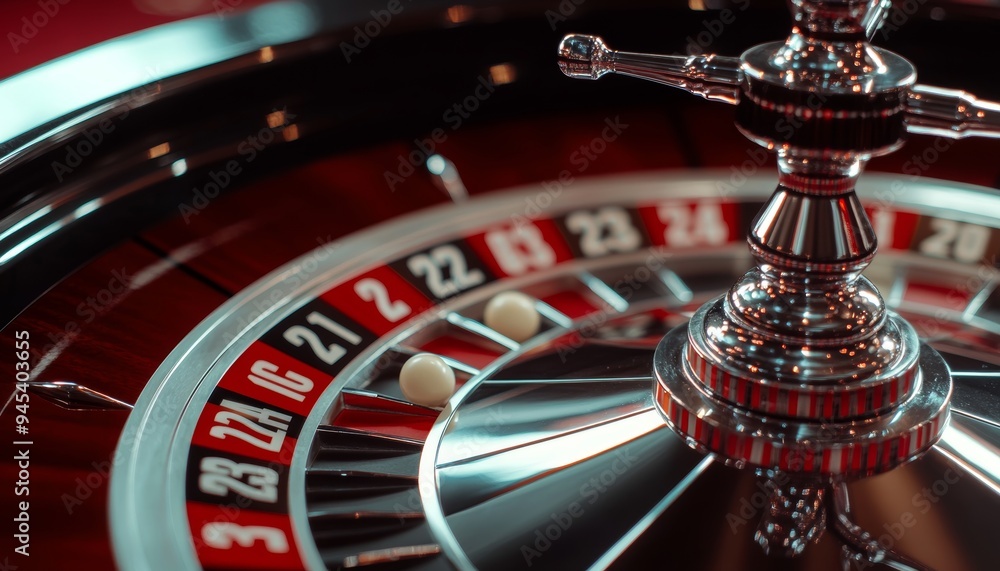 Close up of roulette wheel highlighting winning number 13 in casino gambling theme Close up of roulette wheel highlighting winning number 13 in casino gambling theme