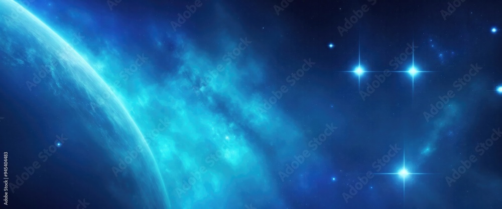 Obraz premium Beautiful Blue Sci-fi cosmic space background