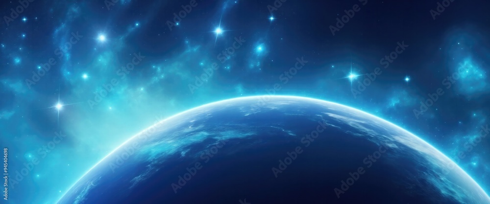 Fototapeta premium Beautiful Blue Sci-fi cosmic space background