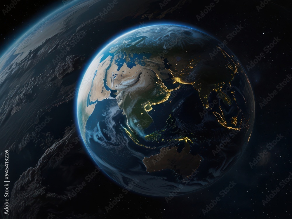 Fototapeta premium Illuminated Earth at Night: A Cosmic View from Outer Space