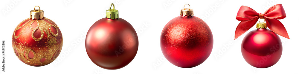 Red christmas ball isolated on transparent background PNG file Red christmas ball isolated on transparent background PNG file