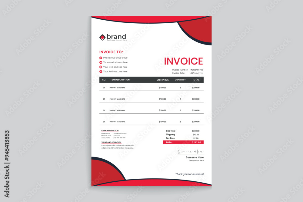 Modern letterhead design black and red color Modern letterhead design black and red color