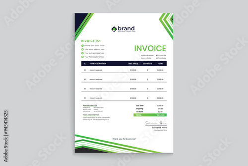 Modern letterhead design black and green color