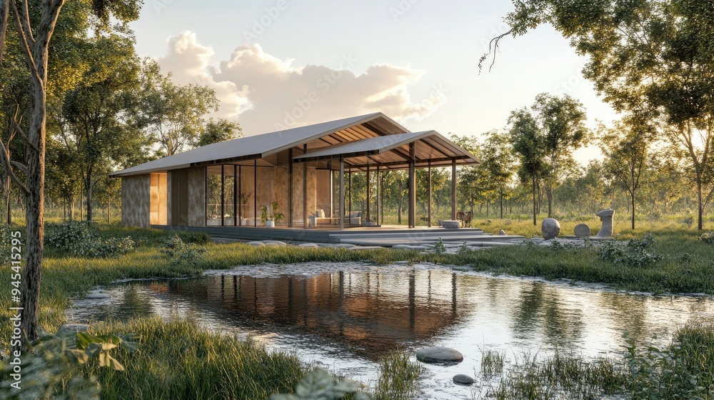 3D rendering of an architectural house design illustration 3D rendering of an architectural house design illustration