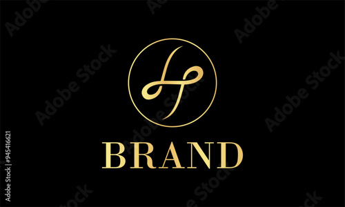 Golden luxury H logo design