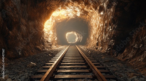 Fototapeta Naklejka Na Ścianę i Meble -  3D rendering of a tunnel within an ancient gold mine
