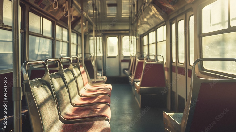 Fototapeta premium Interior of an empty bus.