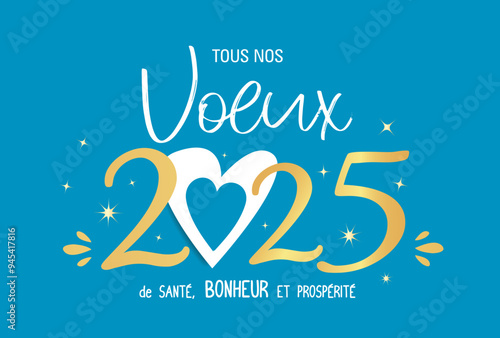 Carte de vœux, de nouvel an 2025, carte créative et coloré avec cœur meilleurs vœux
