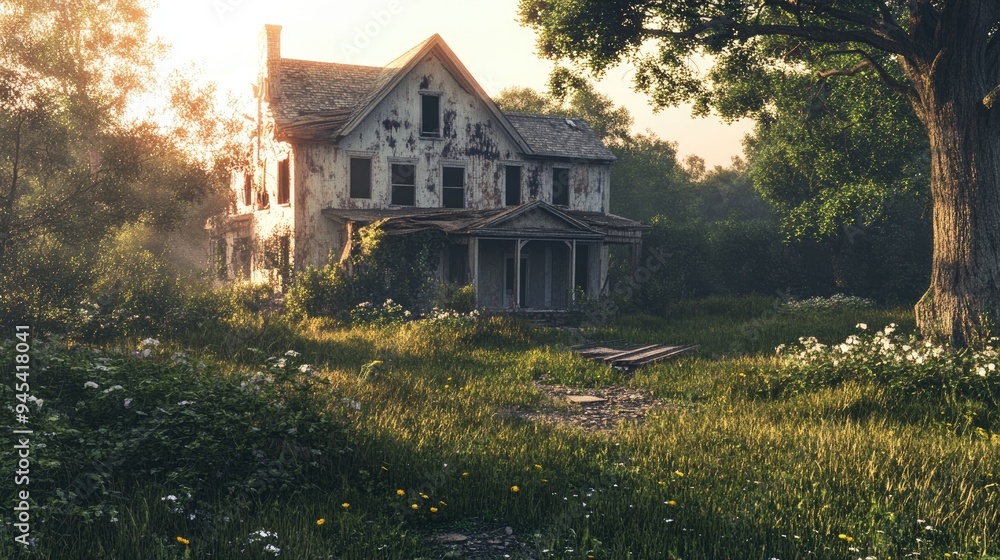 3D rendering of abandoned houses 3D rendering of abandoned houses