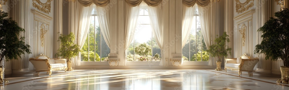 3D rendering of an imaginative royal palace interior 3D rendering of an imaginative royal palace interior