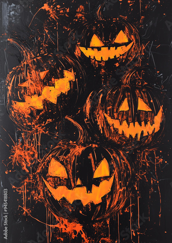 beautiful and colorful abstract artwork for a halloween card with 