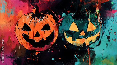 beautiful and colorful abstract artwork for a halloween card with 