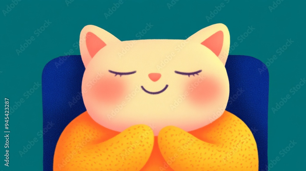 Obraz premium The adorable character relaxes joyfully wearing a content smile and cozy posture