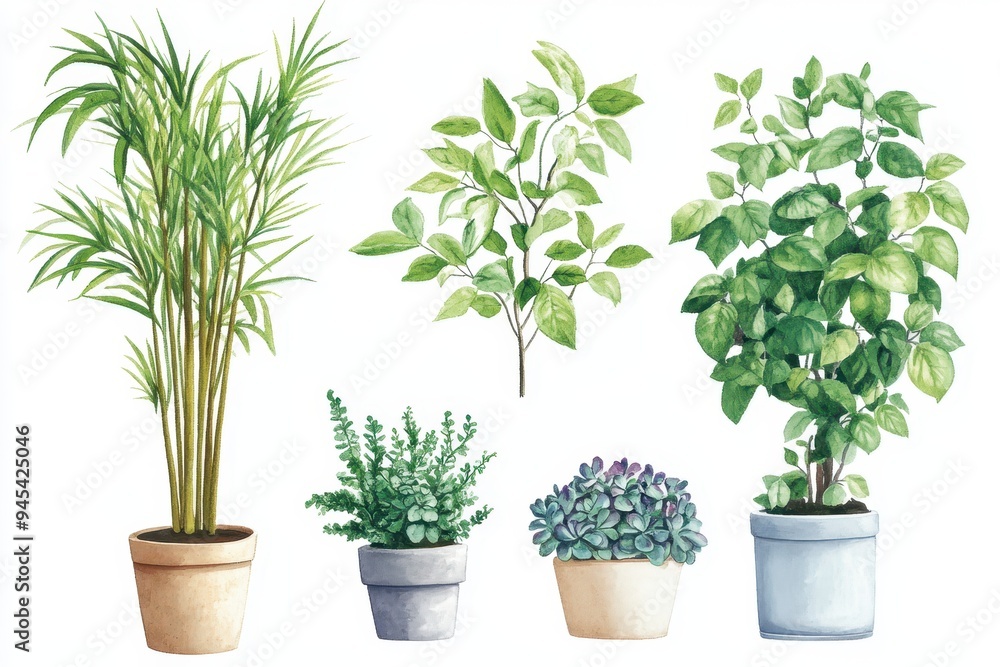 Fototapeta premium A collection of potted plants in various styles, showcasing greenery and natural beauty.