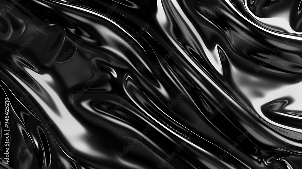 Abstract Black Fabric with Smooth, Flowing Waves Abstract Black Fabric with Smooth, Flowing Waves