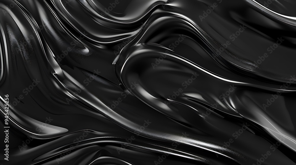 Fototapeta premium Abstract Black Fabric with Smooth, Flowing Waves