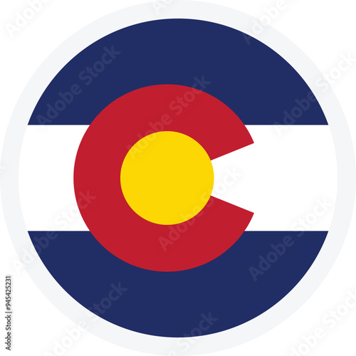 Flag of Colorado. Circle icon on transparent background. Vector illustration, EPS10