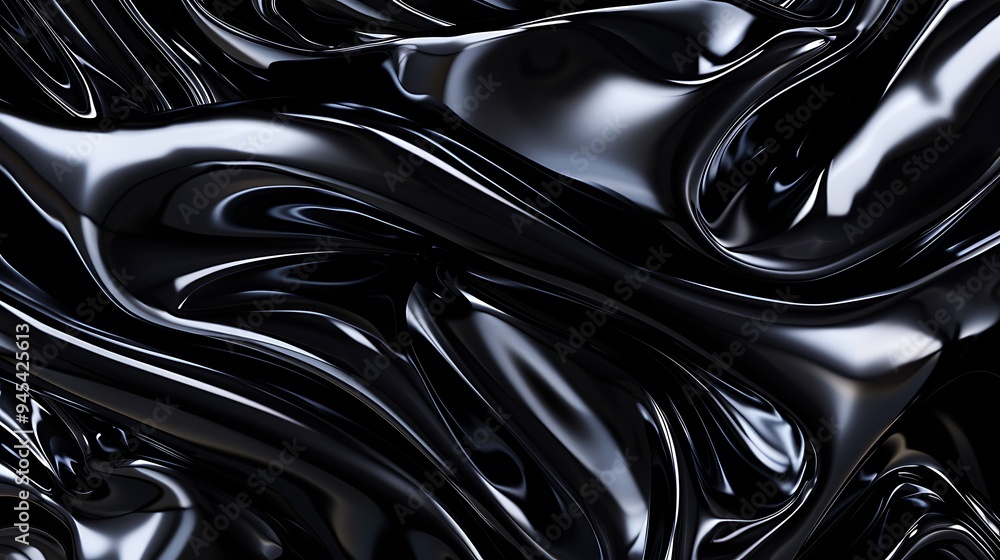 Abstract Black Fabric with Smooth, Flowing Waves Abstract Black Fabric with Smooth, Flowing Waves