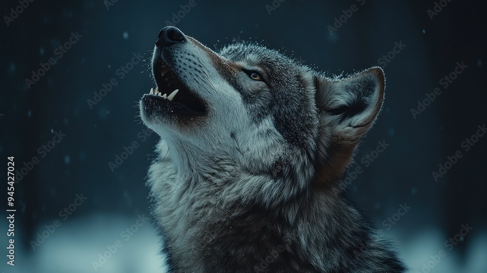 Fototapeta premium Wolf Howling in the Snow