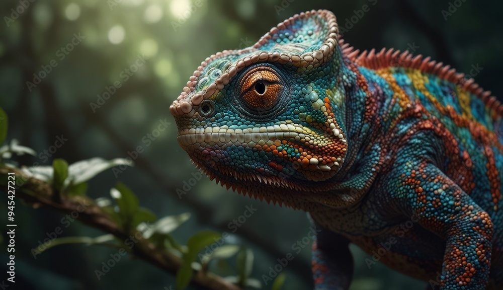 Obraz premium Vibrant Chameleon in Tropical Jungle