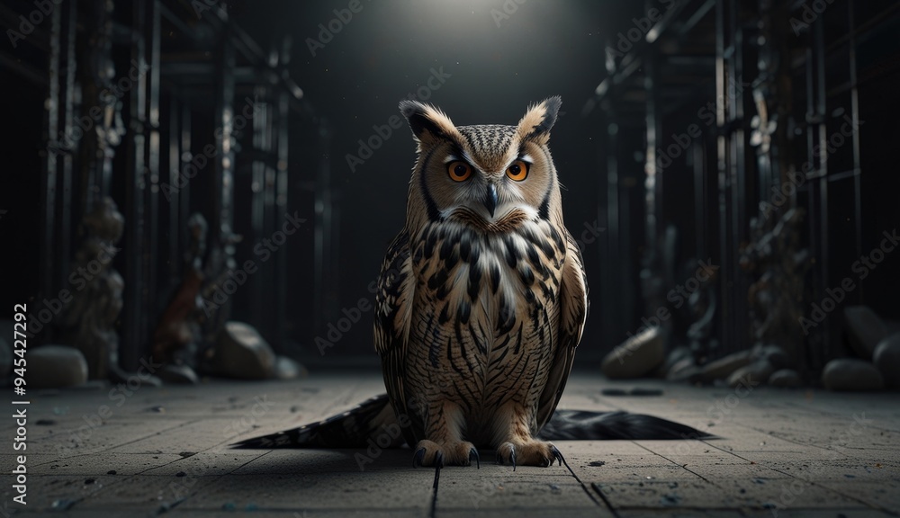 Obraz premium Majestic Owl in Enigmatic Setting