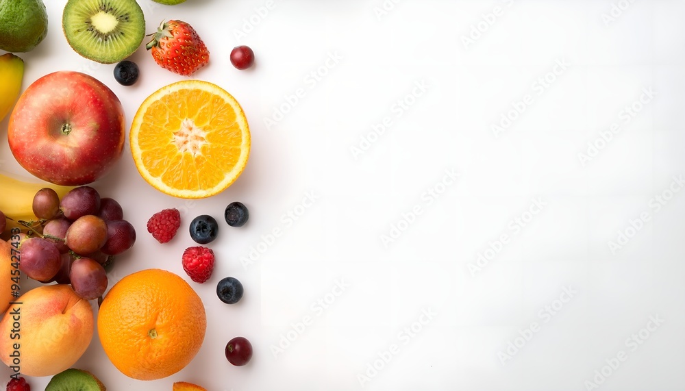 Top view mix fresh fruits isolated on white background Top view mix fresh fruits isolated on white background