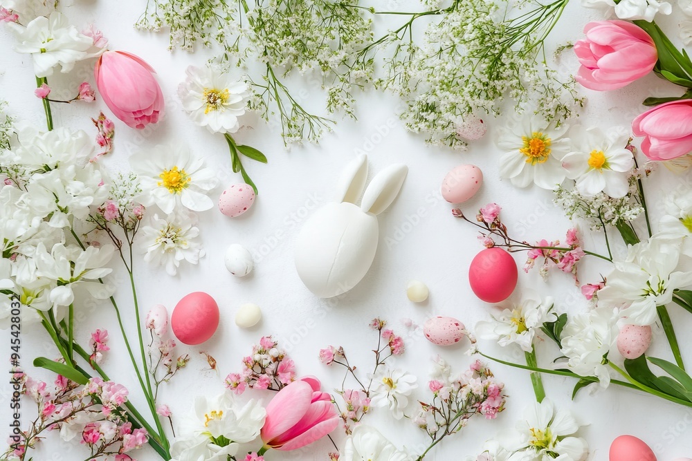 Spring themed flat lay card design for mother s day, easter, and valentine s celebrations Spring themed flat lay card design for mother s day, easter, and valentine s celebrations