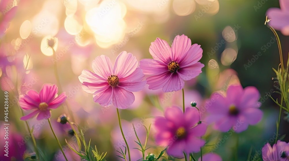 Nectar-rich flowers in full bloom under the soft glow of dawn light