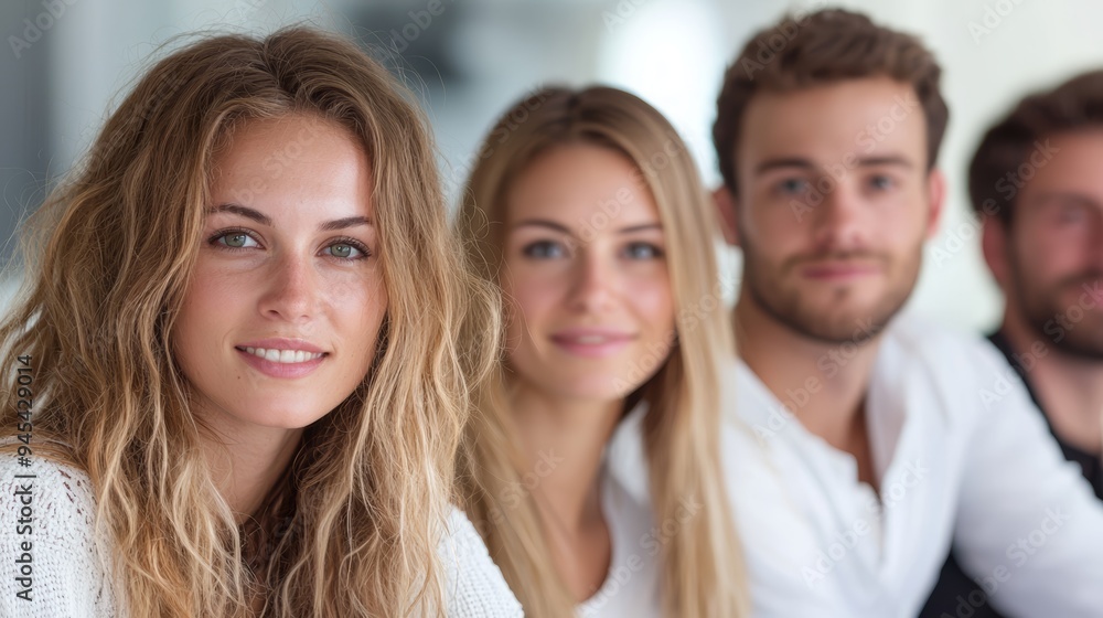 A group of young adults smiling together, showcasing friendship and collaboration in a bright, casual setting. A group of young adults smiling together, showcasing friendship and collaboration in a bright, casual setting.