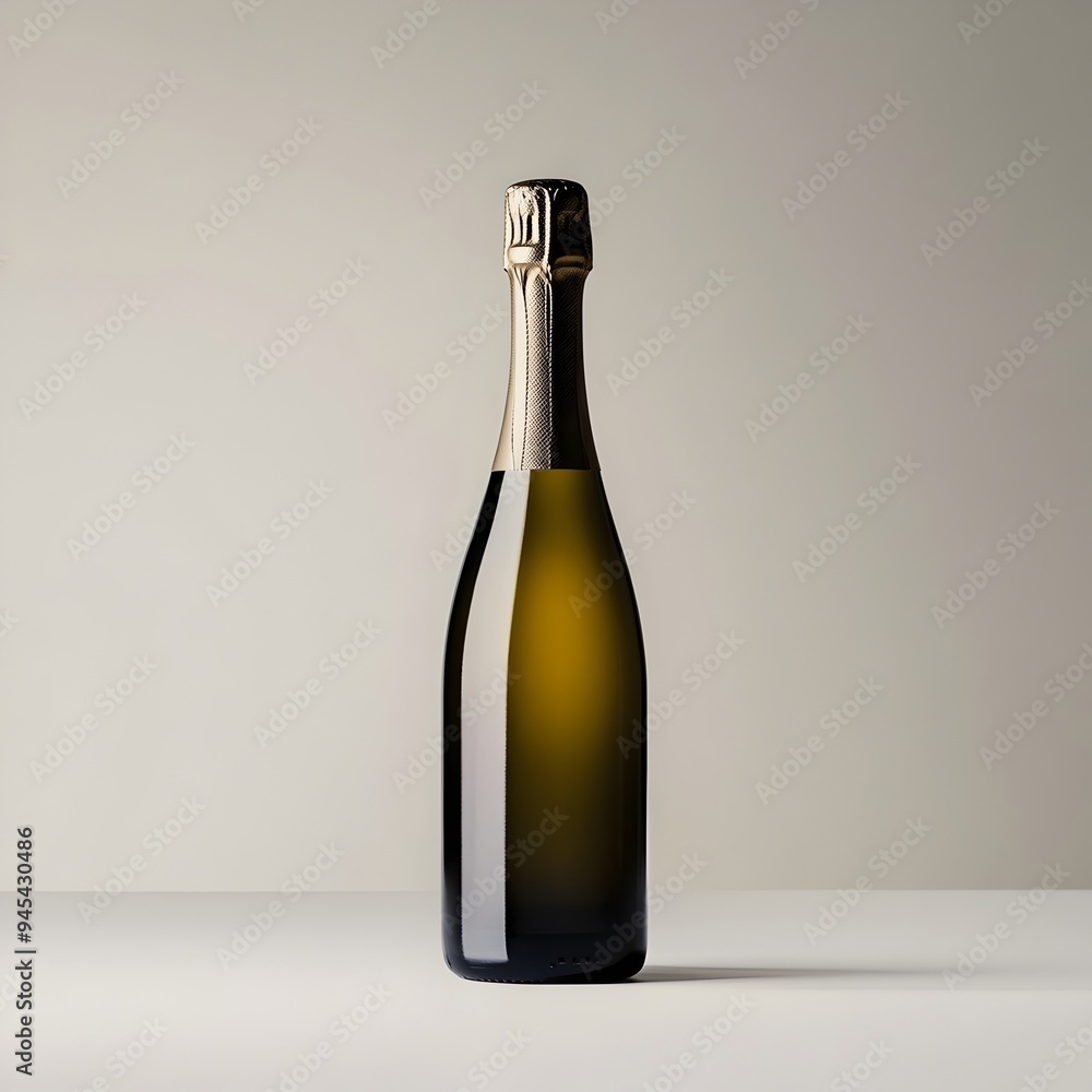 Elegant champagne bottle placed at the center of a light background perfect for other special occasions The image showcases the luxurious and sophisticated nature of the alcoholic drink Elegant champagne bottle placed at the center of a light background perfect for other special occasions The image showcases the luxurious and sophisticated nature of the alcoholic drink