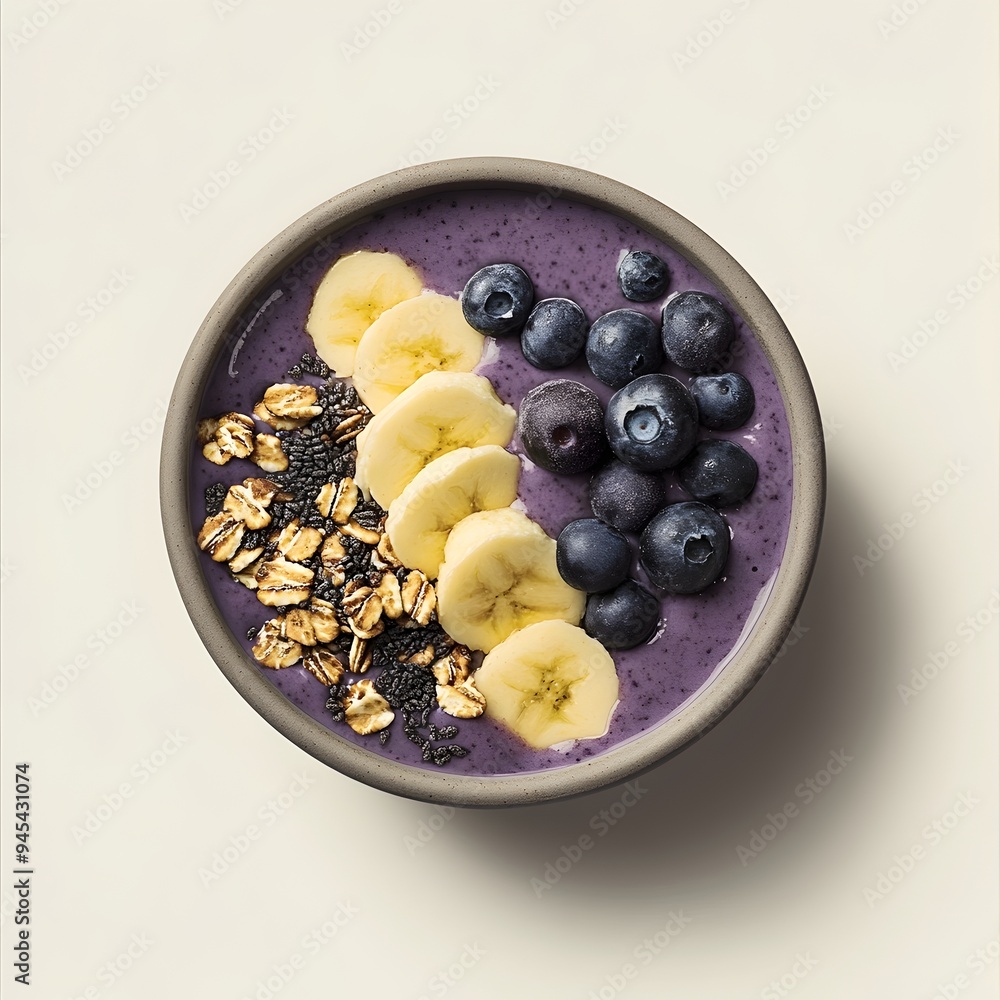 Healthy Smoothie Bowl Filled with Nutritious Ingredients and Garnishes Placed on a Light Colored Surface for a Clean Minimalist Presentation Healthy Smoothie Bowl Filled with Nutritious Ingredients and Garnishes Placed on a Light Colored Surface for a Clean Minimalist Presentation