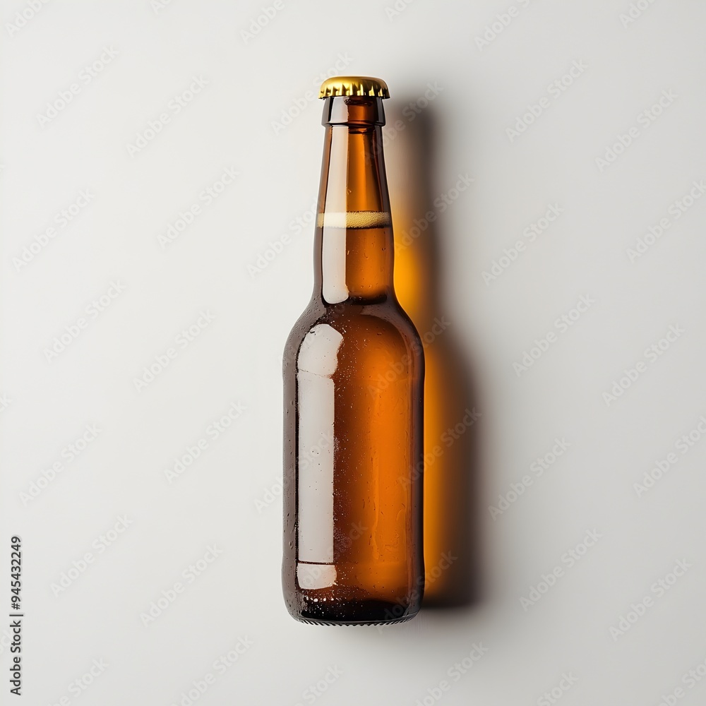 Isolated bottle of beer placed at the center of a light background showcasing the product with a clean and minimalist presentation This image can be used for advertising marketing Isolated bottle of beer placed at the center of a light background showcasing the product with a clean and minimalist presentation This image can be used for advertising marketing