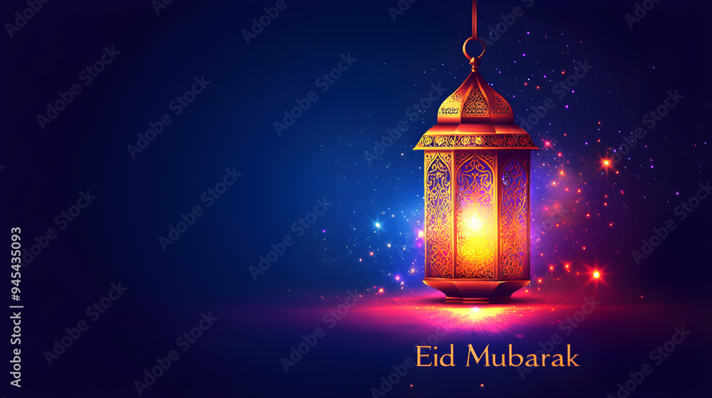 Islamic background with colorful lantern light, Ramadan background. AI generative. Islamic background with colorful lantern light, Ramadan background. AI generative.