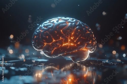 Wallpaper Mural Futuristic Brain Illustration with Glowing Connections Depicting the Network of Neural Interactions in a Digital Sci Fi Setting Torontodigital.ca