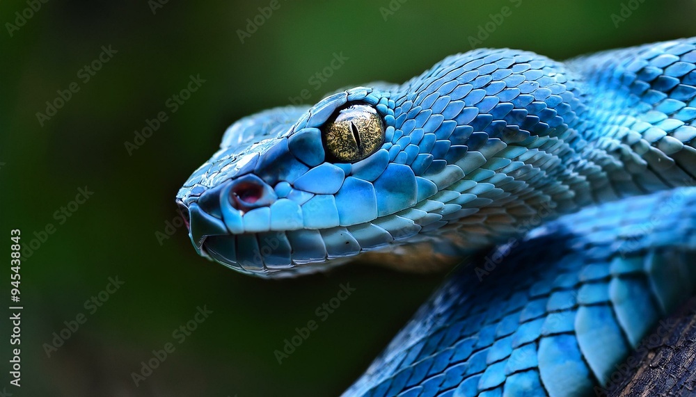 Blue Viper Snake: Intimate Face Details Blue Viper Snake: Intimate Face Details