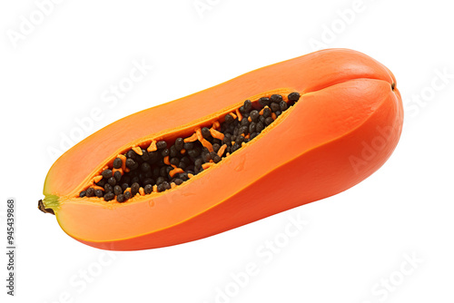 High-resolution papaya isolated on transparent background for culinary design projects, health-themed illustrations, and fresh organic produce concepts