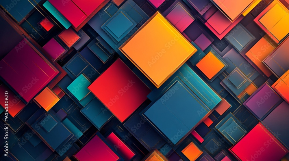 Colorful geometric squares overlapping in an abstract digital design Colorful geometric squares overlapping in an abstract digital design
