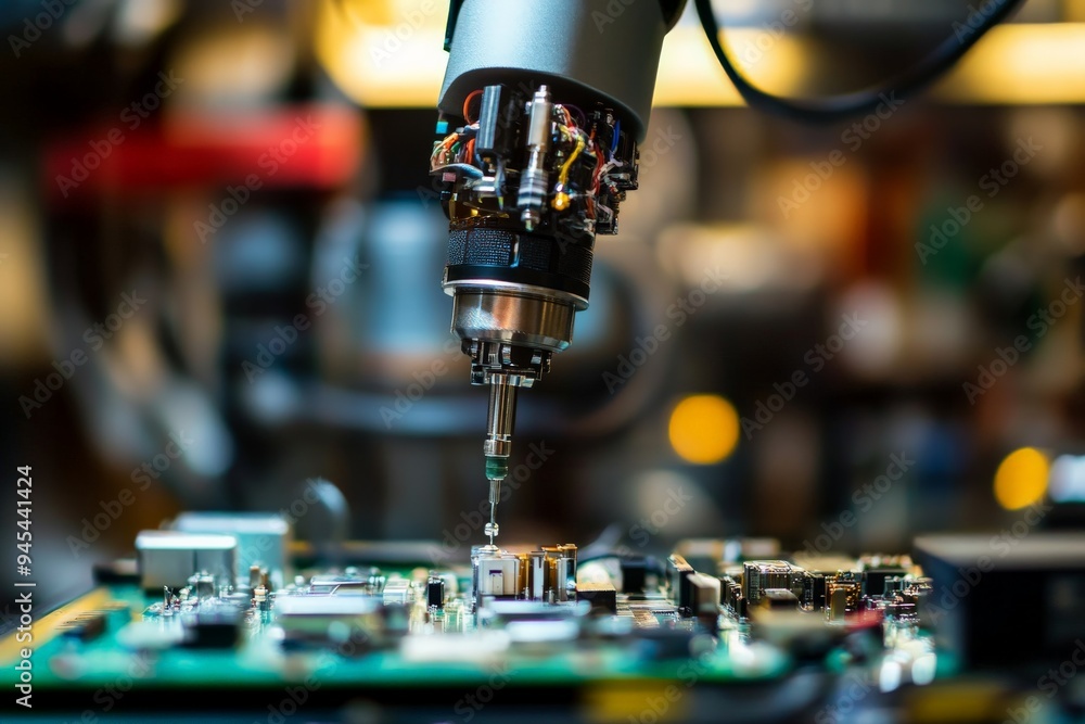 Detailed view of a robot assembling intricate hardware components in a lab, symbolizing precision engineering, technological advancements, and meticulous craftsmanship in robotics development. Detailed view of a robot assembling intricate hardware components in a lab, symbolizing precision engineering, technological advancements, and meticulous craftsmanship in robotics development.